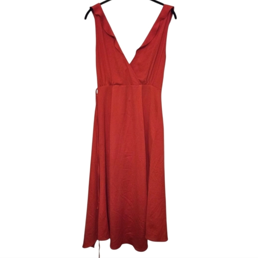 NWT French Connection Maudie Drape Sleeveless Wrap Dress Shanghai Red - Picture 5 of 12